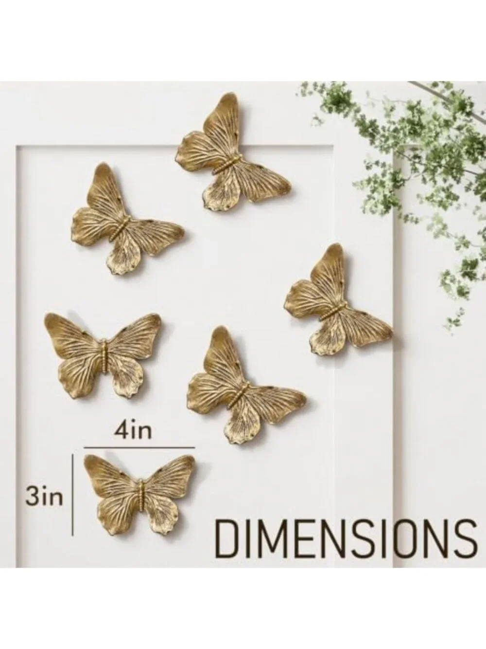 3D Butterfly Wall Decor Set - Antique Copper Resin for Living Room, Bedroom